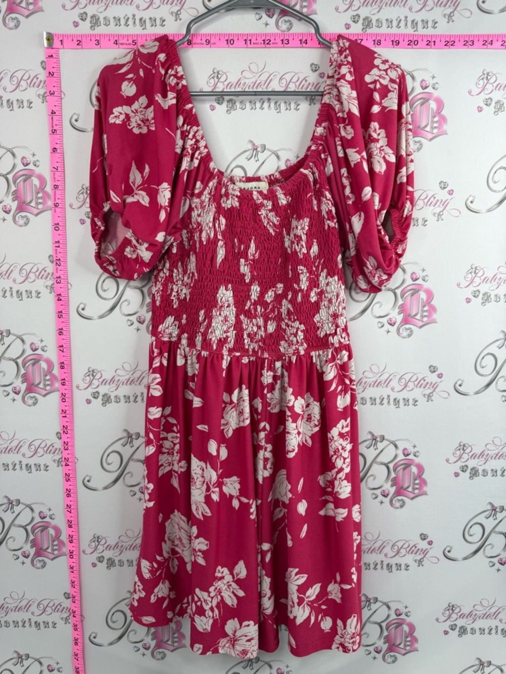 Majora dress floral flowers Flutter Sleeve Pink Floral Smocked Midi Dress